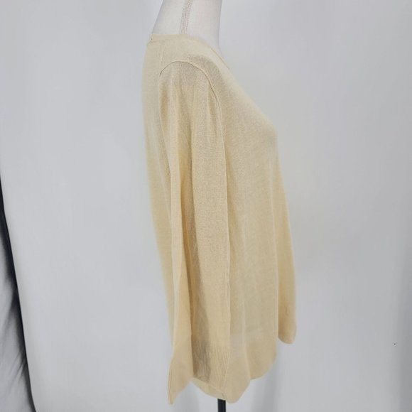 J. CREW Linen Crewneck Sweater Ivory Cream Long Sleeve Lightweight Women's Small - Picture 5 of 8